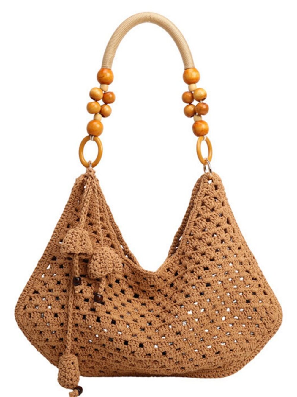 Women's Crochet Hobo Bag | Boho Woven Shoulder Purse | Summer Beach Bag | New - Picture 3 of 6